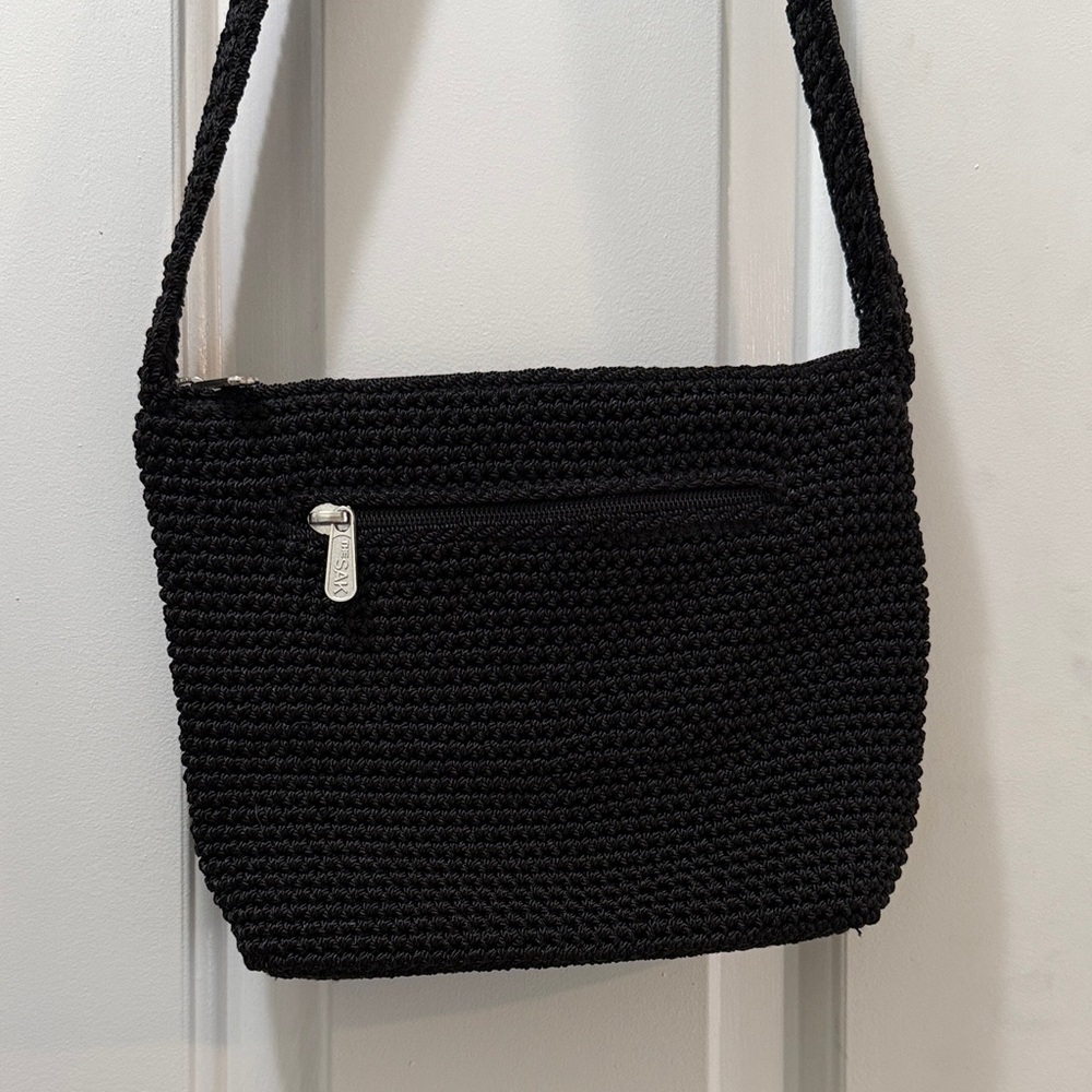 The Sak Black Crochet Shoulder Bag